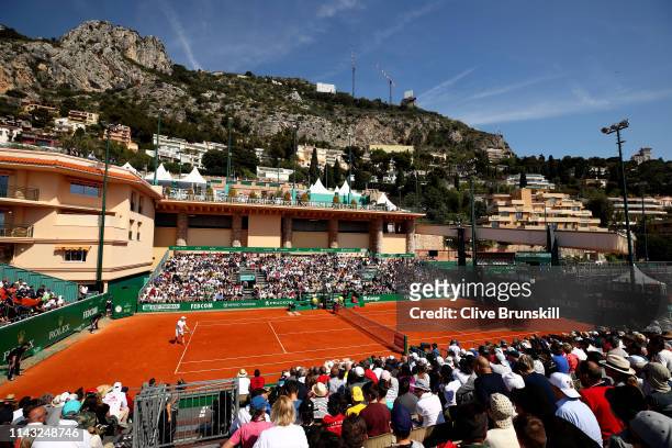 General view of Court Des Princes as Mikhail Kukushkin of Kazakhstan plays against Stefanos Tsitsipas of Greece in their second round match during...