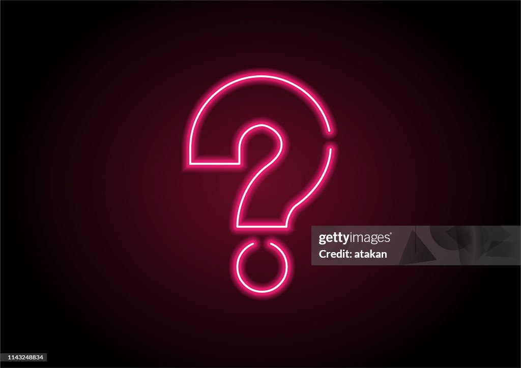 Question Mark Red Neon Light On Black Wall
