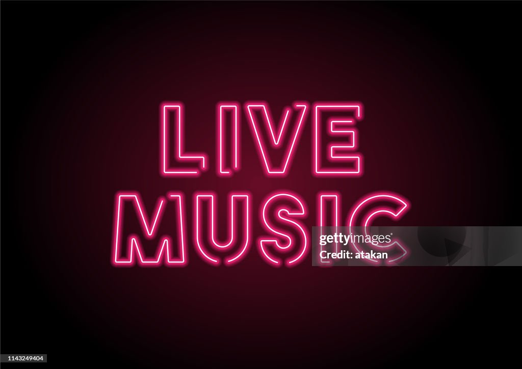 Live Music Red Neon Light On Black Wall