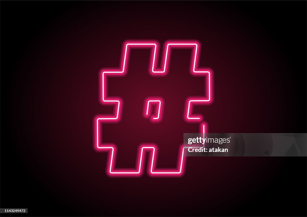 Hashtag Red Neon Light On Black Wall
