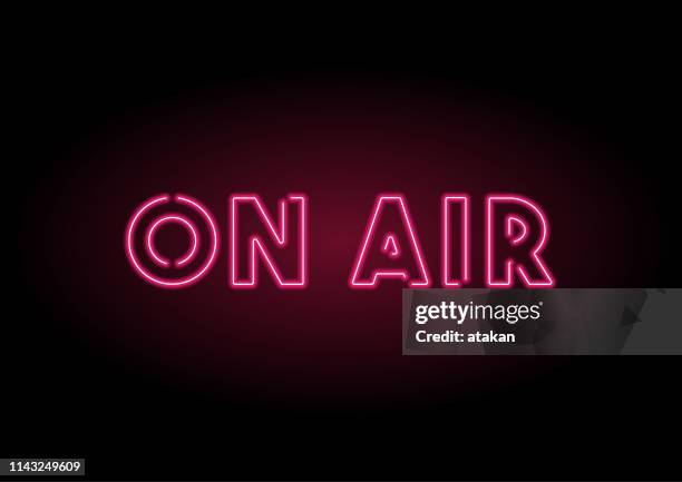 on air red neon light on black wall - on air sign vector stock illustrations