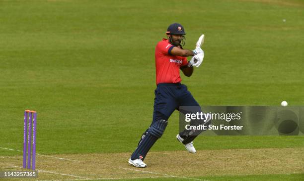 Essex batsman Varun Chopra cuts a ball toi the boundary during the Royal London One Day Cup match between Glamorgan and Essex at Sophia Gardens on...