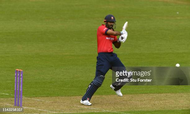 Essex batsman Varun Chopra cuts a ball toi the boundary during the Royal London One Day Cup match between Glamorgan and Essex at Sophia Gardens on...