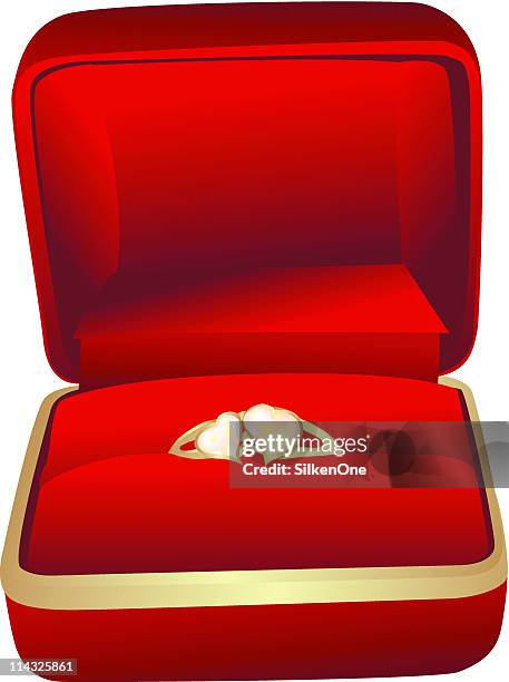 red jewelry box with heart ring - jewellery box stock illustrations