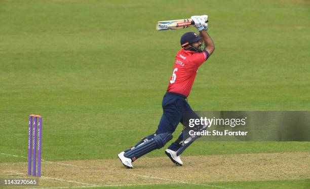 Essex batsman Varun Chopra hits a ball to the boundary during the Royal London One Day Cup match between Glamorgan and Essex at Sophia Gardens on...