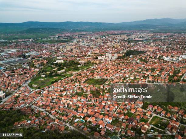 city of nis aerial view in south serbia - nis serbia stock pictures, royalty-free photos & images