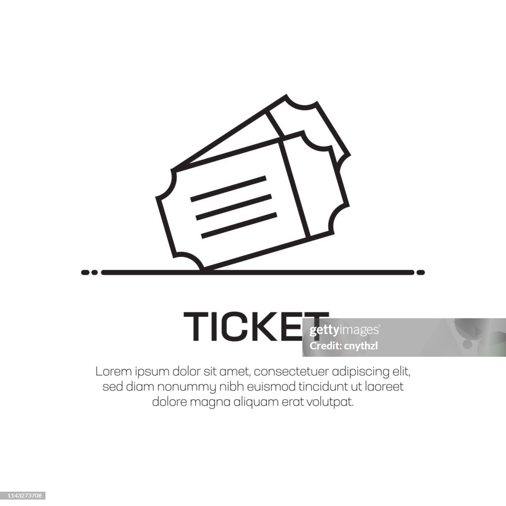 Ticket Vector Line Icon - Simple Thin Line Icon, Premium Quality Design Element