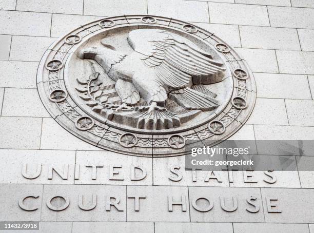 united states court house sign on stone wall - california judiciary stock pictures, royalty-free photos & images