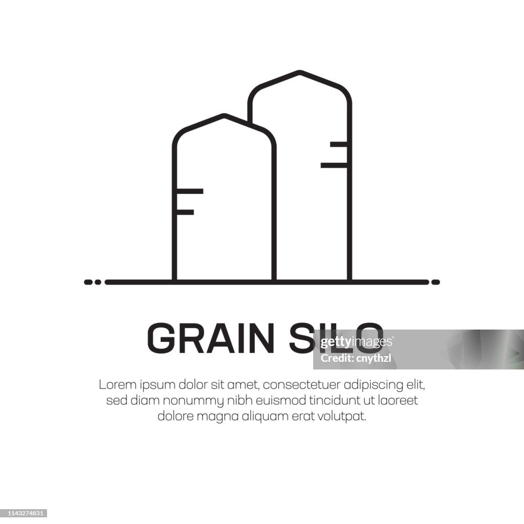 Grain Silo Vector Line Icon - Simple Thin Line Icon, Premium Quality Design Element