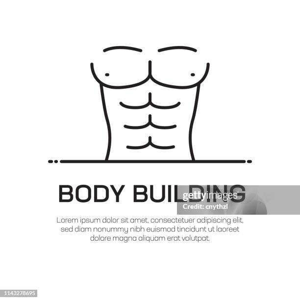 body building vector line icon - simple thin line icon, premium quality design element - gymnasium building icon stock illustrations