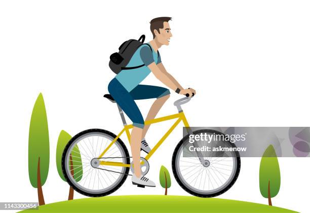 ilustrações de stock, clip art, desenhos animados e ícones de man cycling - ecoturismo