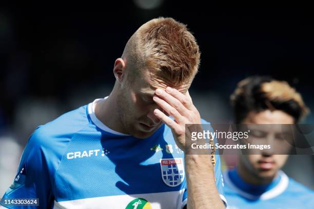 Mike van Duinen of PEC Zwolle dejected after the lost game during the Dutch Eredivisie match between PEC Zwolle v VVV-Venlo at the MAC3PARK Stadium...