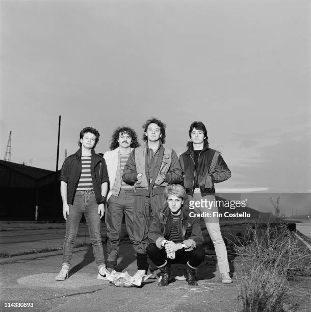 1st DECEMBER: Rock band Dianno posed at the Royal Docks in East London in December 1983. The band line up comprises Paul Di'Anno on vocals, Lee...