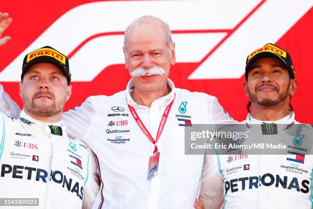 Dieter Zetsche of Mercedes, Valtteri Bottas of Mercedes AMG Petronas Formula One Team and Lewis Hamilton of Mercedes AMG Petronas Formula One Team...