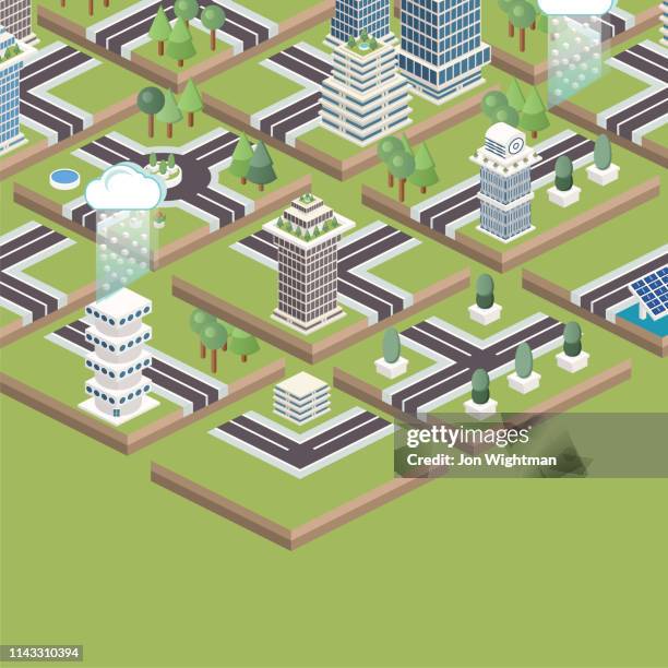 isometric modular city tiles - isometric street light stock illustrations