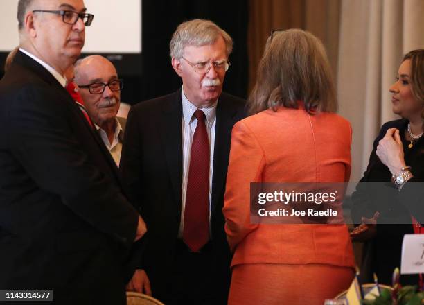 National Security Advisor John R. Bolton arrives to speak during the Bay of Pigs Veterans Association luncheon at the Biltmore Hotel on April 17,...