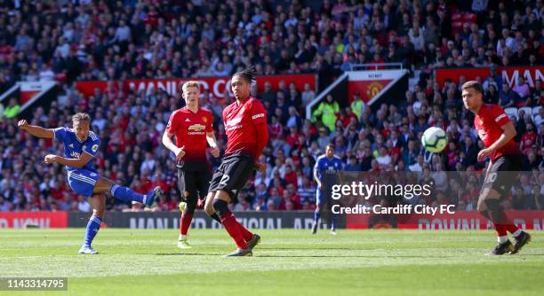 Bobby Reid of Cardiff City FC during the Premier League match between Manchester United and Cardiff City at Old Trafford on May 12, 2019 in...