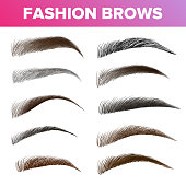 Fashion Brows Various Shapes And Types Vector Set