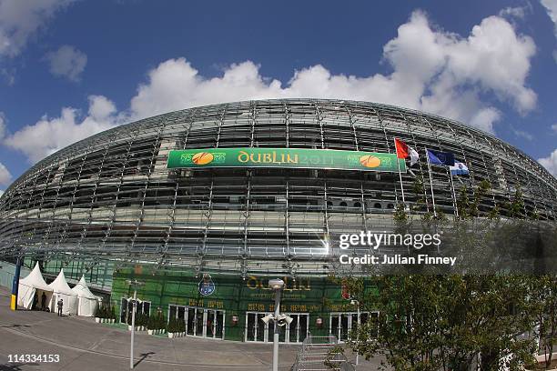 General view of the outside of the stadium ahead of the UEFA Europa League Final between FC Porto and SC Braga at Dublin Arena on May 18, 2011 in...