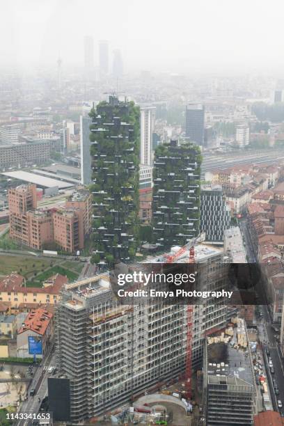panoramic view of milano, italy - vertical forest stock pictures, royalty-free photos & images