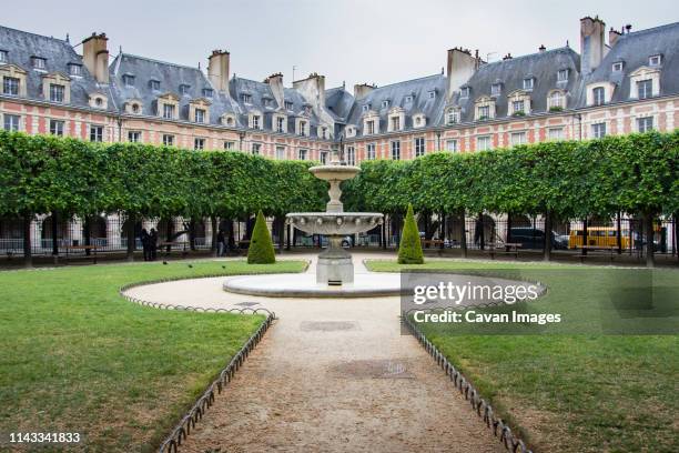 trees against buildings at le jardin du luxembourg in city - french garden stock-fotos und bilder