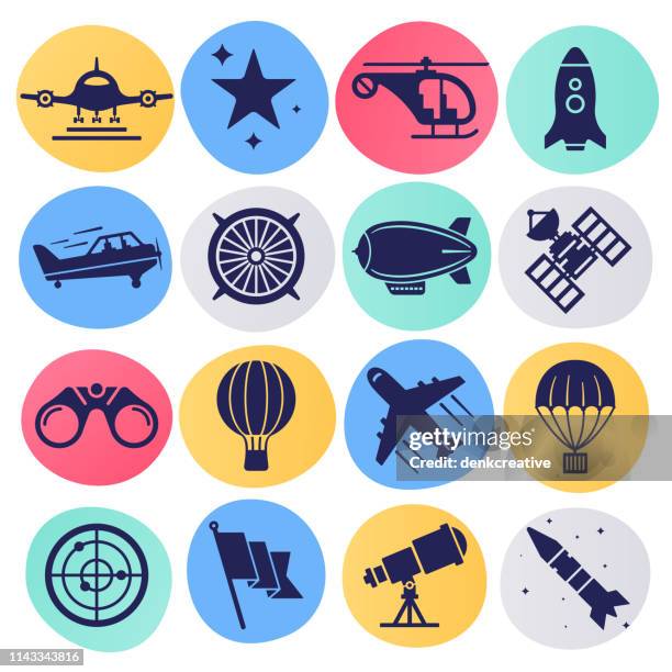 ilustraciones, imágenes clip art, dibujos animados e iconos de stock de vuelo & aircraft industria vector de estilo líquido icono conjunto - pista de aterrizaje