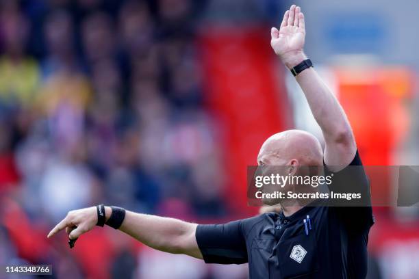 Referee Siemen Mulder during the Dutch Eredivisie match between Feyenoord v ADO Den Haag at the Stadium Feijenoord on May 12, 2019 in Rotterdam...