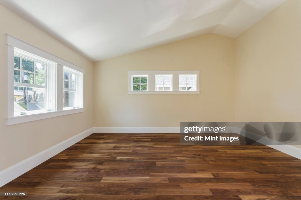 Wooden floor in empty bedroom