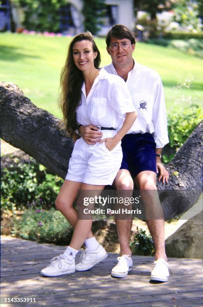 Actress Jane Seymour with her husband in 1990 David Flynn, standing in the garden May 16, 1990 of their Montecito, near Santa Barbara...