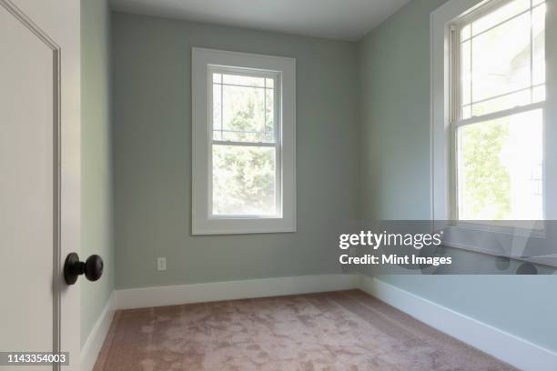 windows in empty room - bedroom doorway stock pictures, royalty-free photos & images