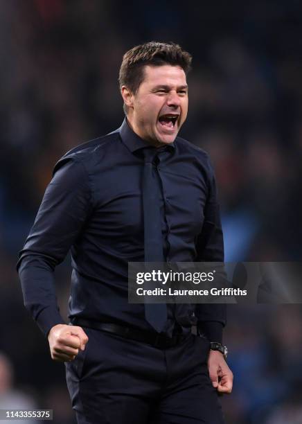 Mauricio Pochettino, Manager of Tottenham Hotspur celebrates at the end of the match during the UEFA Champions League Quarter Final second leg match...