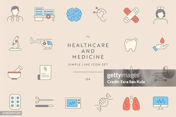simple healthcare and medicine line icon set - blood bag stock illustrations