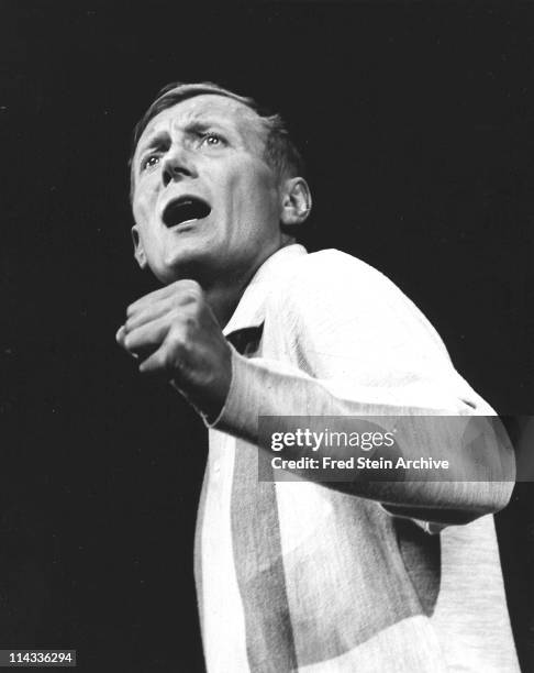 Portrait of Russian poet Yevgeny Yevtushenko as he performs on stage, 1967.