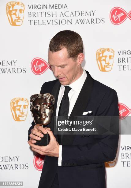 Benedict Cumberbatch, winner of the Best Leading Actor Award for 'Patrick Melrose' poses in the press room at the Virgin Media British Academy...