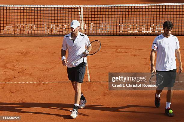 Christopher Kas of Germany and Philipp Petzschner of Germany look dejected during the match between Philipp Petzschner and Christopher Kas and Marcel...