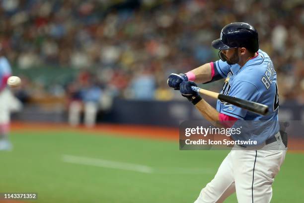 Anthony Bemboom of the Rays at bat on the day that he makes his Major League Debut during the MLB regular season game between the New York Yankees...