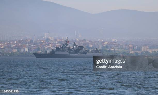 Turkish Frigate is seen after it left the Golcuk Naval Base that is main base of the Turkish Navy, with 5 frigates, 2 corvettes and 4 gunpots during...