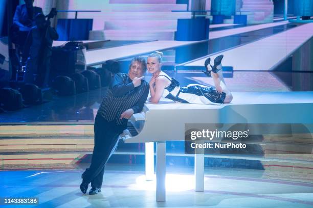 Angelo Russo, Anastasia Kuzmina during the Italian TV show &quot;Ballando Con Le Stelle&quot; at RAI Auditorium on May 11, 2019 in Rome, Italy.