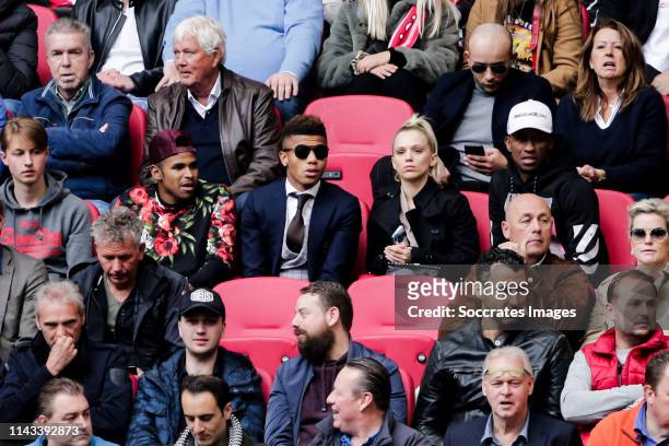 David Neres of Ajax with his girlfriend Kira Winona during the Dutch Eredivisie match between Ajax v FC Utrecht at the Johan Cruijff Arena on May 12,...