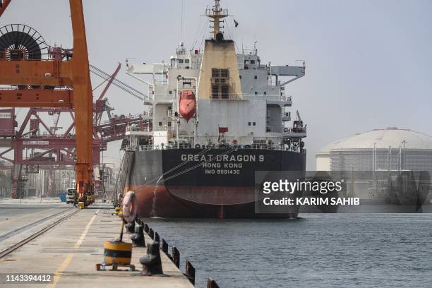 Cargo ship is seen moored at the port of Fujairah in the Gulf Emirate on May 13, 2019.