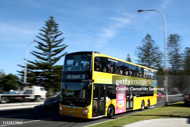 Line bus heads through The Spit in the electorate of Warringah on April 18, 2019 in Sydney, Australia. The electorate of Warringah is located in...