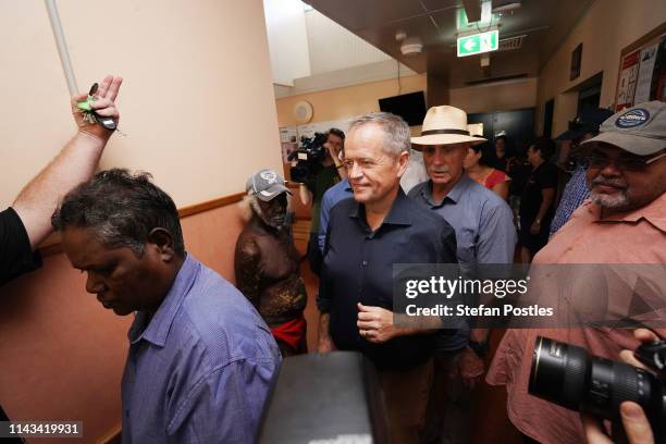 Opposition Leader Bill Shorten is seen during a visit to the Julanimawu Primary Health Care Centre on April 18, 2019 in Wurrumiyanga, Tiwi Islands,...