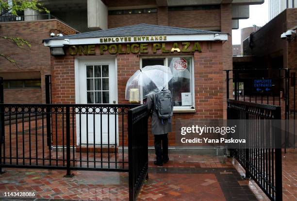 Outside of One Police Plaza, before the trial of Officer Daniel Pantaleo on May 13, 2019 in New York City. Officer Pantaleo faces charges of using a...