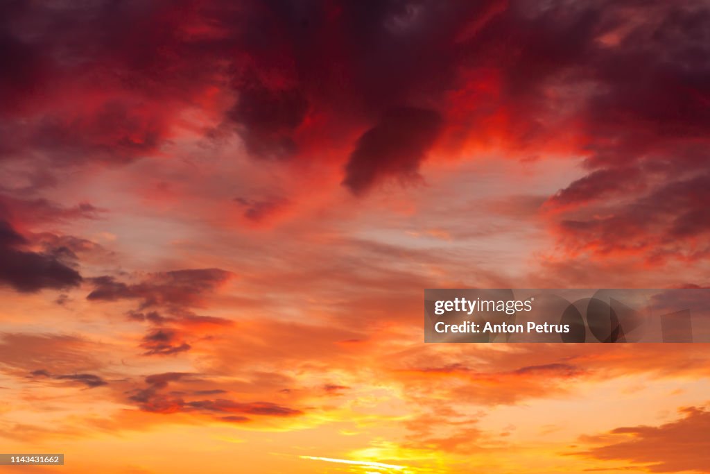 Beautiful sunset sky. Natural background