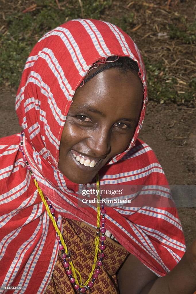 Masai woman in traditional dress.