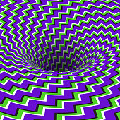 Absorbing hole of zigzag stripes pattern. Vector optical illusion background.