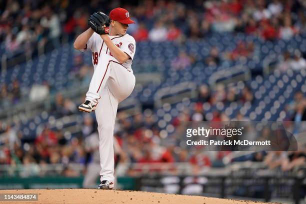Jeremy Hellickson of the Washington Nationals pitches in the second inning against the San Francisco Giants at Nationals Park on April 17, 2019 in...