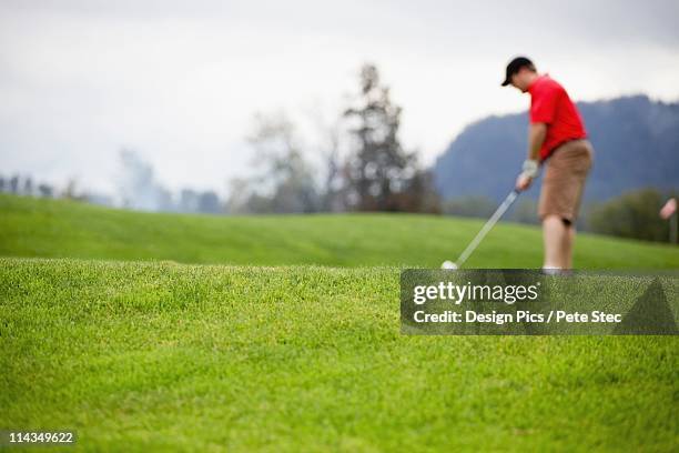 a man golfing - young men golfing stock pictures, royalty-free photos & images