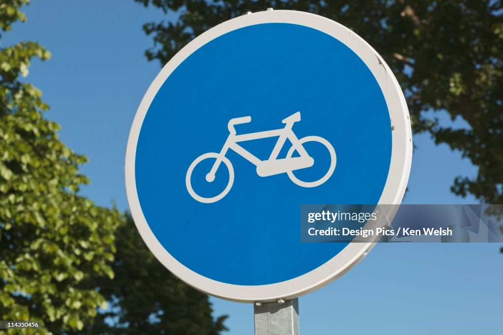 Road Sign Indicating A Bicycle Track