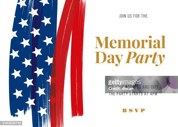 memorial day party invitation template. - war memorial holiday stock illustrations